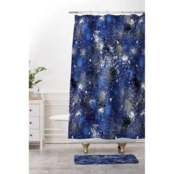 Ninola Design Ink Splatter Night Bath Mat Blue - Deny Designs