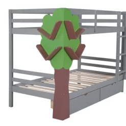 Twin-Over-Twin Bunk Bed With A Tree Decor And Two Storage Drawers-ModernLuxe 21 Twin-Over-Twin Bunk Bed With A Tree Decor And Two Storage Drawers-ModernLuxe -Northlight Store GUEST 03cd6975 5f79 4ee5 b04d 823772e42455