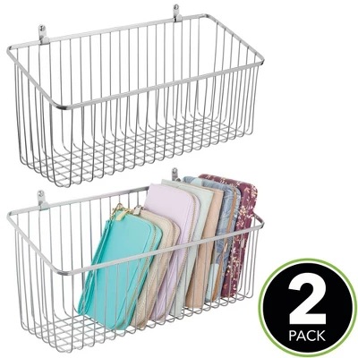 MDesign Metal Wall Mount Hanging Basket For Home Storage, 2 Pack 3 MDesign Metal Wall Mount Hanging Basket For Home Storage, 2 Pack