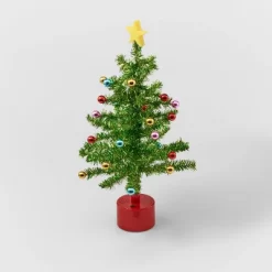 21" Battery Operated Rotating Tinsel Christmas Tree Green - Wondershop™
