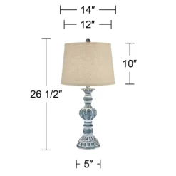 Regency Hill Tanya Country Cottage Table Lamps 26 1/2" High Set Of 2 Blue Wash Burlap Linen Drum Shade For Bedroom Living Room Bedside Nightstand Home 13 Regency Hill Tanya Country Cottage Table Lamps 26 1/2" High Set Of 2 Blue Wash Burlap Linen Drum Shade For Bedroom Living Room Bedside Nightstand Home -Northlight Store GUEST 058f378b 6151 4502 aa1c 6cbd51a871e3