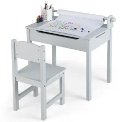Costway Toddler Craft Table & Chair Set Kids Art Crafts Table WithPaper Roll Holder Grey/White -Northlight Store GUEST 06ee0f4a 4d39 4b89 b592 d33d5f1b545d