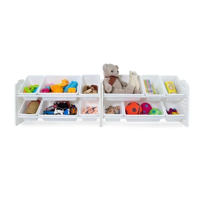 UNiPLAY Toy Organizer With Removable Storage Bins, Multi-Bin Organizer For Books, Building Blocks, School Materials, Toys With Baseplate Board Frame 5 UNiPLAY Toy Organizer With Removable Storage Bins, Multi-Bin Organizer For Books, Building Blocks, School Materials, Toys With Baseplate Board Frame - Image 3