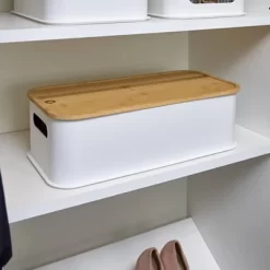 Large Handled Bin With Bamboo Lid Coconut - IDESIGN -Northlight Store GUEST 07b45f04 4f89 41db 8e55 f7e7fde4dac7