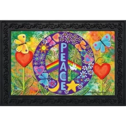 Peace Floral Doormat Everyday Indoor Outdoor 30" X 18" Briarwood Lane
