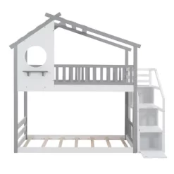 House Shape Twin-Over-Twin Double Bunk Bed With Storage Stairs - ModernLuxe 13 House Shape Twin-Over-Twin Double Bunk Bed With Storage Stairs - ModernLuxe -Northlight Store GUEST 07cb9efe 33b8 474c bc27 e7b617e9f2be