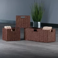3pc Tessa Woven Rope 2 Small And 1 Large Basket Set Walnut - Winsome -Northlight Store GUEST 08b30add efea 46e2 b935 2729142e7d06