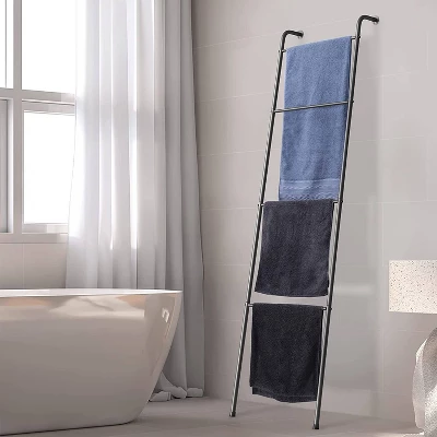 NEX 4 Tier Ladder Style Towel Rack Black 4 NEX 4 Tier Ladder Style Towel Rack Black - Image 2
