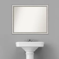 31" X 25" Non-Beveled Salon Silver Narrow Bathroom Wall Mirror - Amanti Art -Northlight Store GUEST 09bea383 d594 442f a8cb 6127d84bfe67