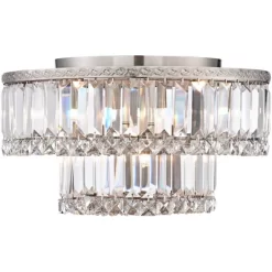 Vienna Full Spectrum Magnificence Modern Ceiling Light Flush Mount Fixture 16" Wide Brushed Satin Nickel Faceted Crystal Glass For Bedroom Living Room -Northlight Store GUEST 09d737e6 7197 4823 ae7b aaf9a8088467
