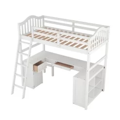 Twin Size Wooden Loft Bed With Drawers, Cabinet, Shelves And Desk-ModernLuxe -Northlight Store GUEST 09f6d1dd ba90 46da 8c28 b0d8278debcb
