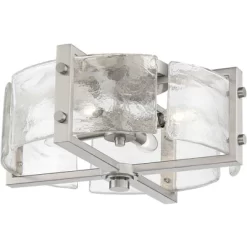 Possini Euro Design Prane Modern Industrial Ceiling Light Semi Flush Mount Fixture 17" Wide Brushed Nickel 4-Light Warped Glass For Bedroom Kitchen -Northlight Store GUEST 0b15a987 8368 4f37 ba90 8aa73cc6819f