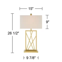 360 Lighting Claudia 26 1/2" Tall Square Modern Glam Luxe Table Lamp Gold Finish Metal Single White Shade Living Room Bedroom Bedside Nightstand House -Northlight Store GUEST 0be9cc87 dea3 4a93 80eb a7196cc0db58