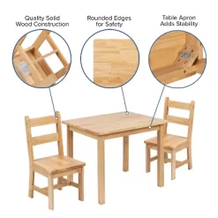 Flash Furniture Kids Solid Hardwood Table And Chair Set For Playroom, Bedroom, Kitchen - 3 Piece Set -Northlight Store GUEST 0bf9d919 a115 4ffe a6b2 d493e1126156