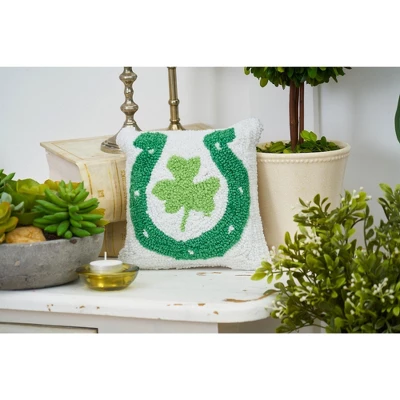 C&F Home 8" X 8" Horses Shoe Clover Hooked Pillow 5 C&F Home 8" X 8" Horses Shoe Clover Hooked Pillow - Image 3