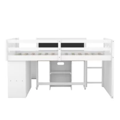 Wood Loft Bed With Slide, Cabinets, Blackboard, Desk And Chair-ModernLuxe -Northlight Store GUEST 0ea93059 ac5f 4361 9c11 7a13352724bc