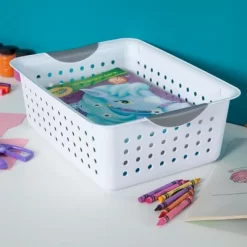 Sterilite Ultra Ventilated Open Top Plastic Storage Organizer Basket With Gray Contoured Carrying Handles -Northlight Store GUEST 0f88361e c24f 4431 a524 e9acc3eb4209