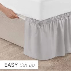 Ruffled Elastic Wrap Around Bedskirt 15 Inch Drop - CGK Linens