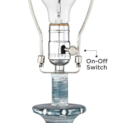 Regency Hill Tanya Country Cottage Table Lamps 26 1/2" High Set Of 2 Blue Wash Burlap Linen Drum Shade For Bedroom Living Room Bedside Nightstand Home 4 Regency Hill Tanya Country Cottage Table Lamps 26 1/2" High Set Of 2 Blue Wash Burlap Linen Drum Shade For Bedroom Living Room Bedside Nightstand Home - Image 2