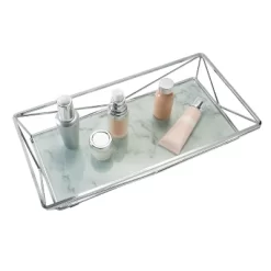 Geometric Tempered Glass Vanity Tank Tray White/Chrome - Home Details -Northlight Store GUEST 123111a9 ae1c 4616 a9fe 37b65d558150