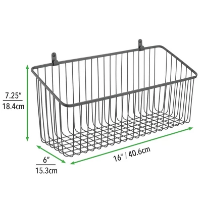 MDesign Metal Wall Mount Hanging Basket For Home Storage, 2 Pack 8 MDesign Metal Wall Mount Hanging Basket For Home Storage, 2 Pack - Image 6