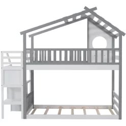 House Shape Twin-Over-Twin Double Bunk Bed With Storage Stairs - ModernLuxe 17 House Shape Twin-Over-Twin Double Bunk Bed With Storage Stairs - ModernLuxe -Northlight Store GUEST 140549b4 5811 483d 9e9b 4ec896e45839