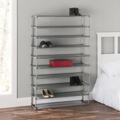 Home Basics 50 Pair Non-Woven Multi-Purpose Stackable Free-Standing Shoe Rack, Grey 7 Home Basics 50 Pair Non-Woven Multi-Purpose Stackable Free-Standing Shoe Rack, Grey - Image 5