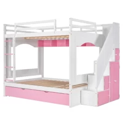 Full Over Full Bunk Bed With Trundle, Stairs, Ladders And Storage Cabinet-ModernLuxe -Northlight Store GUEST 14a38407 75fc 45e1 b3cf 6aa08ffcb04f