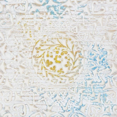 Wood Floral Intricately Carved Wall Decor With Mandala Design White - Olivia & May 5 Wood Floral Intricately Carved Wall Decor With Mandala Design White - Olivia & May - Image 3