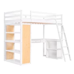 Loft Bed With Ladder, Shelves, And Desk - ModernLuxe -Northlight Store GUEST 14e2f3ad 9608 48de 9770 a39b467ceba8
