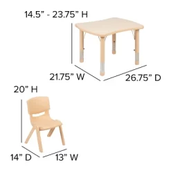 Flash Furniture 21.875"W X 26.625"L Rectangular Plastic Height Adjustable Activity Table Set With 2 Chairs -Northlight Store GUEST 167c5033 6c12 4e77 b322 31131b56b2b8