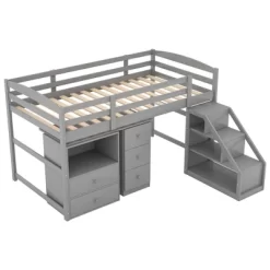 Twin Size Loft Bed With Multifunctional Movable Built-in Desk And Staircase-ModernLuxe 14 Twin Size Loft Bed With Multifunctional Movable Built-in Desk And Staircase-ModernLuxe -Northlight Store GUEST 169f6e95 6bd3 4b0f a11e 2f6512953a48