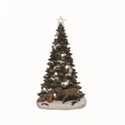 Transpac Resin Green Christmas Light Up Musical Tree Decor