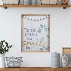 Northlight Beaded "There Is Always A Reason To Smile" Wall Plaque Art Decor 15.75"