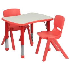 Flash Furniture 21.875"W X 26.625"L Rectangular Plastic Height Adjustable Activity Table Set With 2 Chairs -Northlight Store GUEST 1790f57d 47de 4357 b310 ad8017afd599