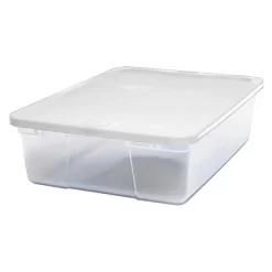Homz 28 Quart Snaplock Clear Plastic Storage Tote Container Bin With Secure Lid And Handles For Home And Office Organization, 2 Pack