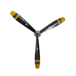 31" X 27" Metal Airplane Propeller 3 Blade Wall Decor With Aviation Detailing Black - Olivia & May