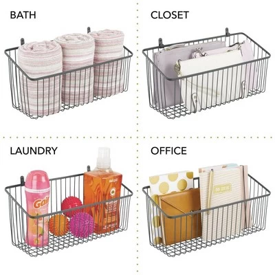 MDesign Metal Wall Mount Hanging Basket For Home Storage, 2 Pack 6 MDesign Metal Wall Mount Hanging Basket For Home Storage, 2 Pack - Image 4