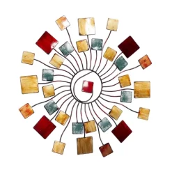 Metal Sunburst Wall Decor With Square Panel Accent Brown - Olivia & May -Northlight Store GUEST 1a0e377c 1d0b 492b 99c0 9173ac5e746a