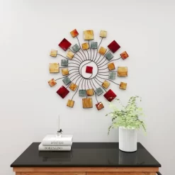 Metal Sunburst Wall Decor With Square Panel Accent Brown - Olivia & May -Northlight Store GUEST 1ab37517 38bf 4a06 b5b7 3b64f8f576c8