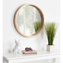 22" X 22" Hutton Round Wood Wall Mirror Natural - Kate And Laurel -Northlight Store GUEST 1cfff1da 4a04 4735 8063 e164d3774082