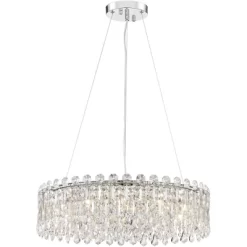 Possini Euro Design Alyssa Chrome Drum Chandelier 23 1/2" Wide Modern Crystal 12-Light LED Fixture For Dining Room Kitchen Island Entryway Bedroom -Northlight Store GUEST 1d923792 2dc9 400e 8e5a ca6aed56b7b0