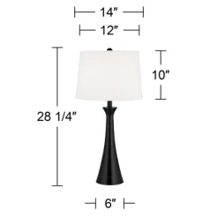 360 Lighting Karl Modern Table Lamps 28 1/4" Tall Set Of 2 Black Metal With USB And AC Power Outlet In Base White Drum Shade For Bedroom Living Room -Northlight Store GUEST 1e7a6bde 8d89 4f04 851c e4432e3ab67a