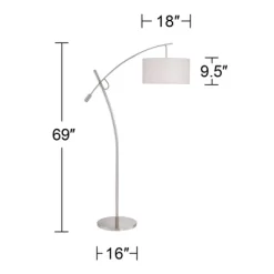 Possini Euro Design Modern Arc Floor Lamp 69" Tall Brushed Steel Adjustable Boom Off White Linen Drum Shade For Living Room Reading Office -Northlight Store GUEST 2081ee1d 69c6 4572 b5f7 92c5a78911d4