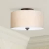 Regency Hill Sylvan Modern Ceiling Light Semi Flush Mount Fixture 14" Wide Bronze 3-Light Oatmeal Fabric Drum Shade For Bedroom Kitchen Living Room -Northlight Store GUEST 20a67e5c 0f6b 427c ac48 c96dec7ce982