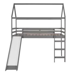 House Shape Twin Size Loft Bed With Slide, Gray - ModernLuxe 15 House Shape Twin Size Loft Bed With Slide, Gray - ModernLuxe -Northlight Store GUEST 20cd095e 3126 4a5e b4ff 2d77b85a2768