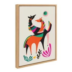 18" X 24" Sylvie Dancing Horses Framed Canvas Wall Art By Rachel Lee Natural - Kate And Laurel