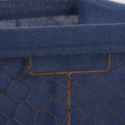 Design Imports Set Of 5 Rustic Bronze Chicken Wire French Blue Liner Baskets -Northlight Store GUEST 21966e6a a2a1 41f2 931c a9f547a12749