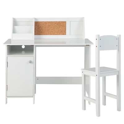 Costway Kids Desk And Chair Set Study Writing Workstation With Bookshelf & Bulletin Board 11 Costway Kids Desk And Chair Set Study Writing Workstation With Bookshelf & Bulletin Board - Image 9