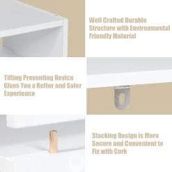 Tangkula 2-tier Stackable Shoe Rack 31" Width Organizer Shelf Set Of 3 White/Tan -Northlight Store GUEST 24a87847 26e2 4234 9835 b968fabe2d34